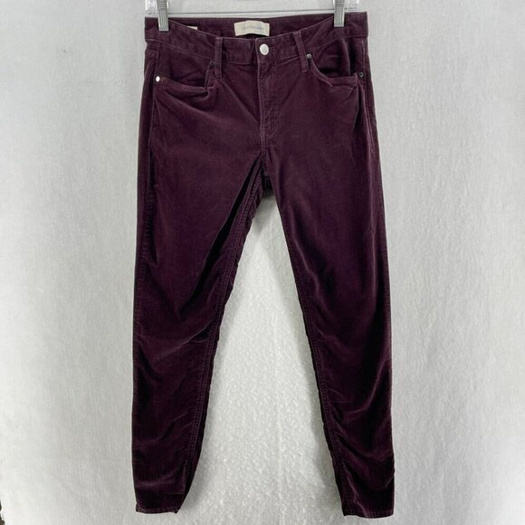 Calvin Klein Pants Womens Sz 6 Burgundy Skinny Mid-Rise Slim Fit Cropped Stretch - Picture 1 of 11